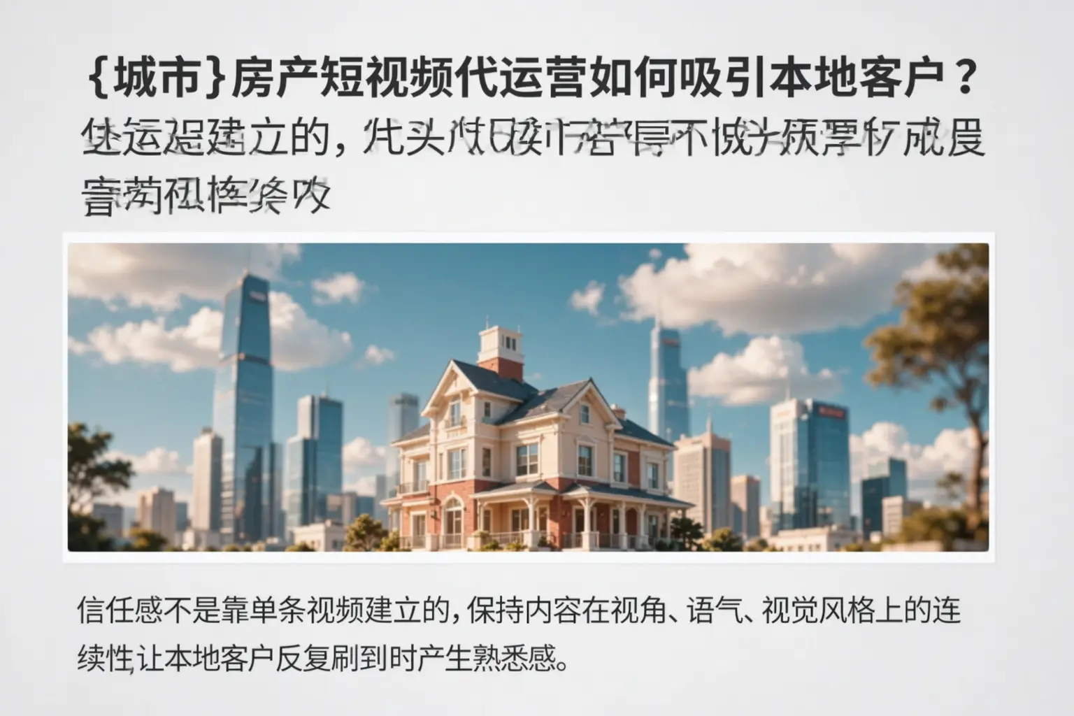 西平房产短视频代运营如何吸引本地客户?